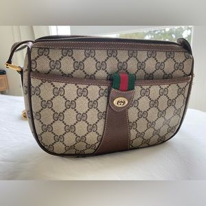 Gucci GG Vintage Canvas Web Sherry Line Shoulder Bag